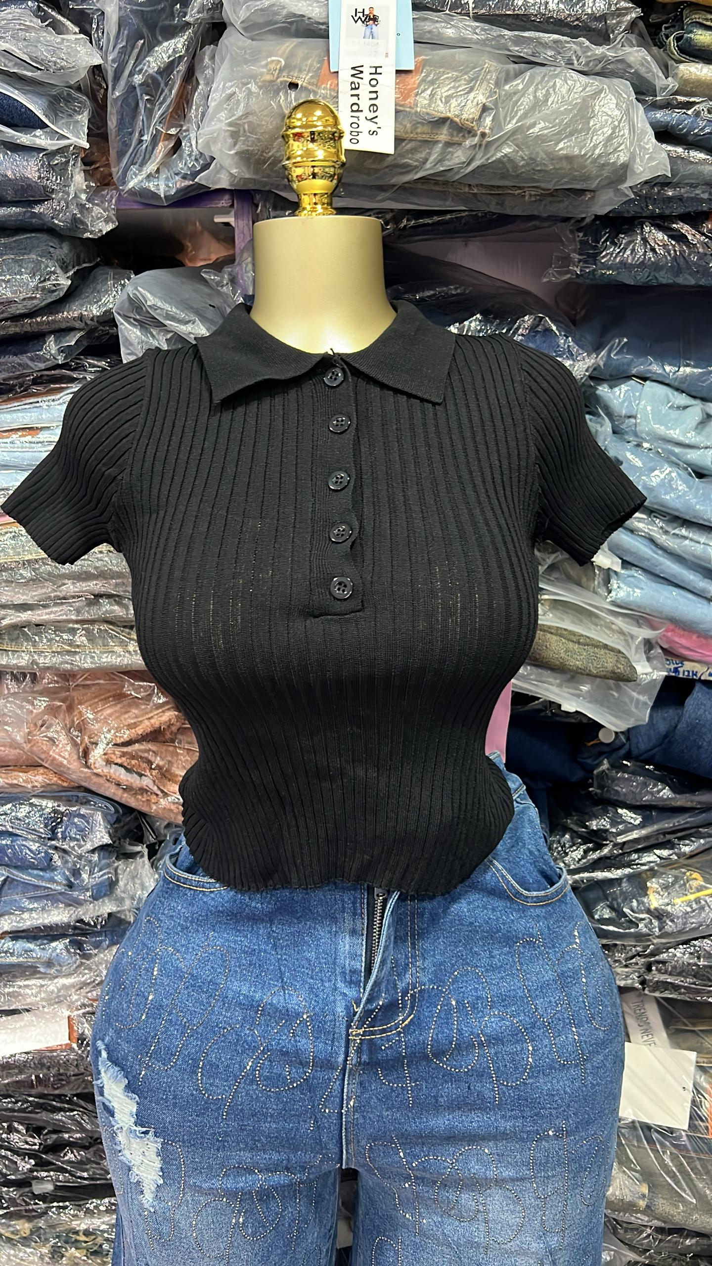 Button collar stretchy top size6-16