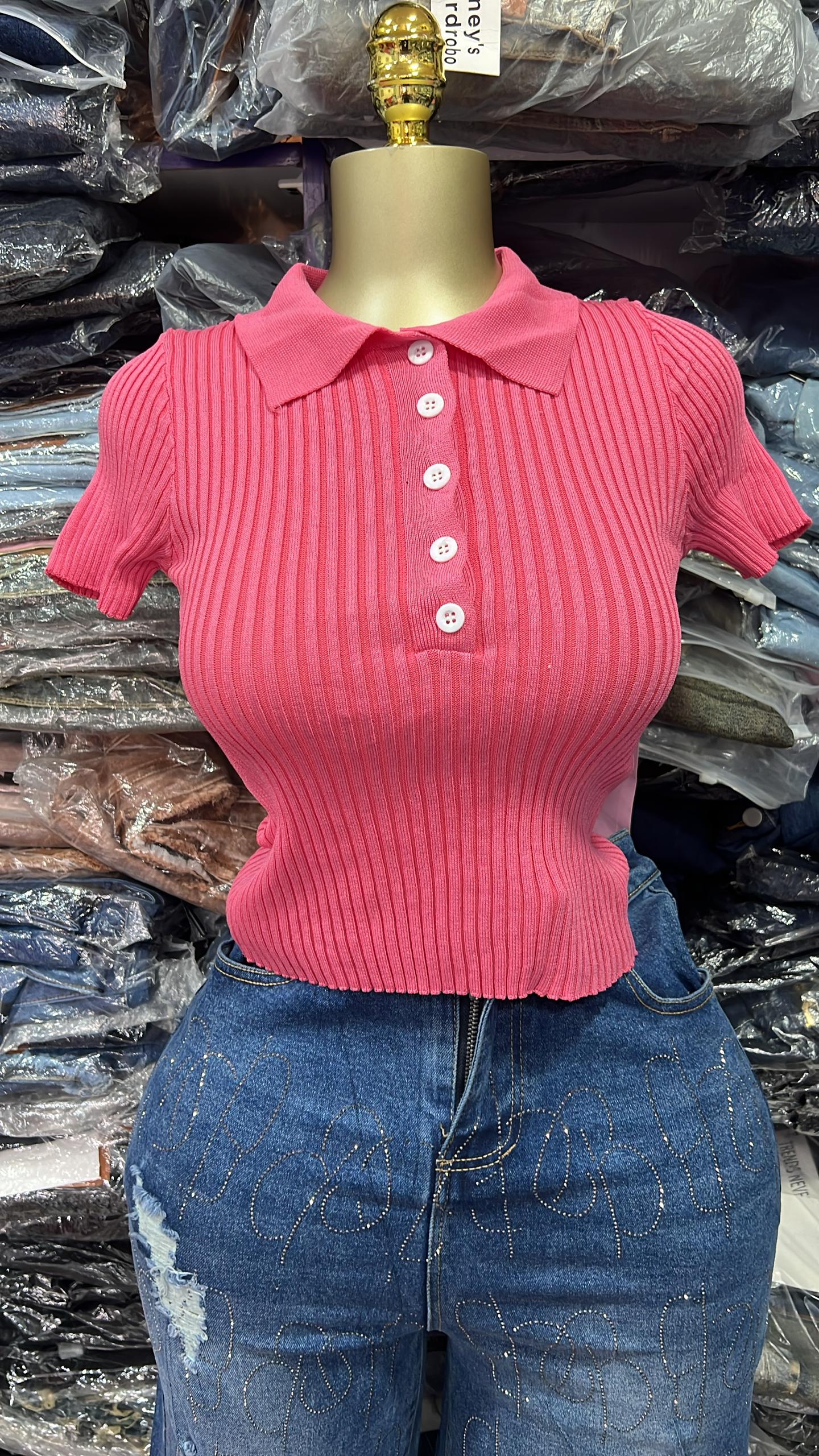 Button collar stretchy top size6-16