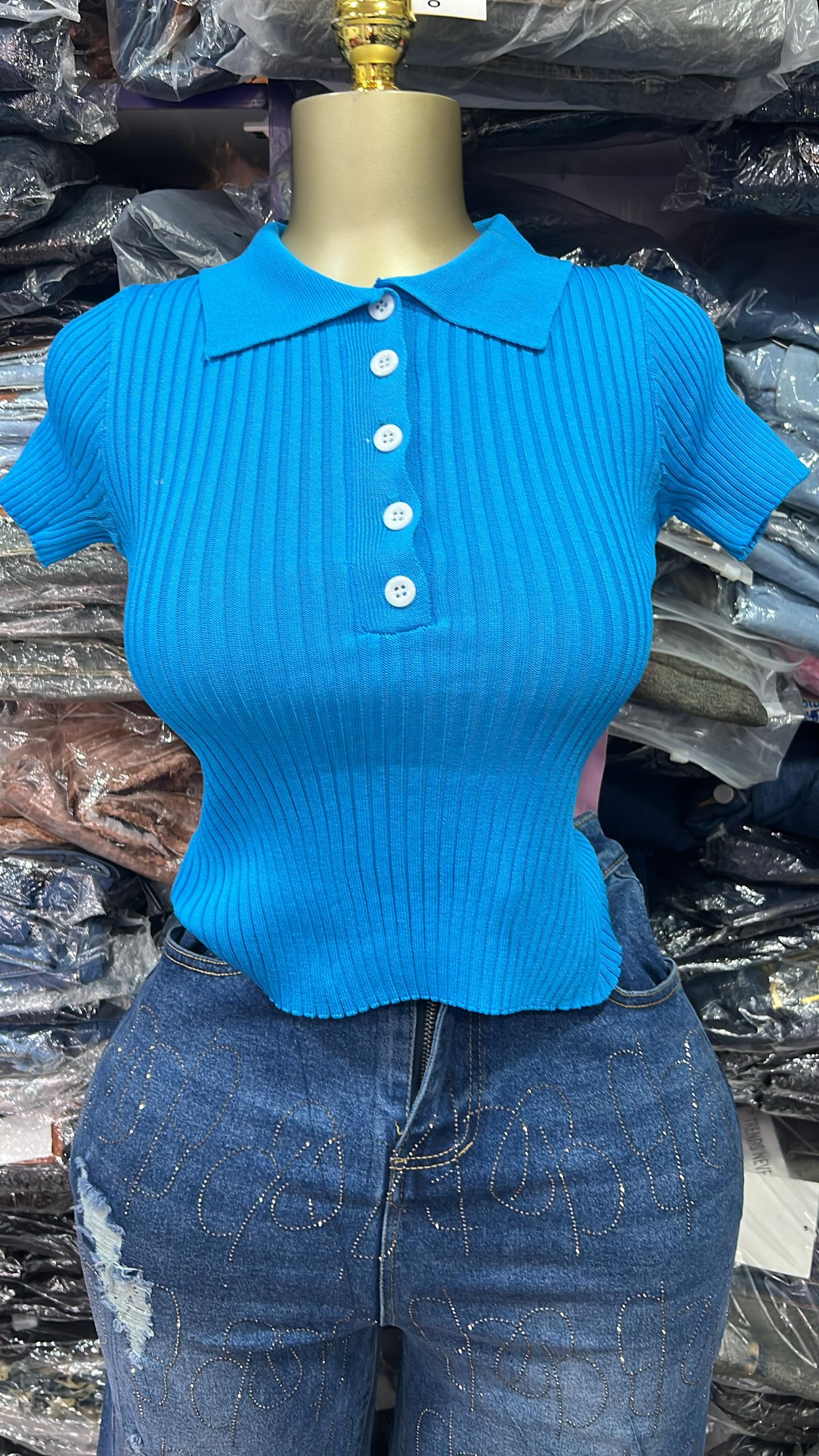 Button collar stretchy top size6-16