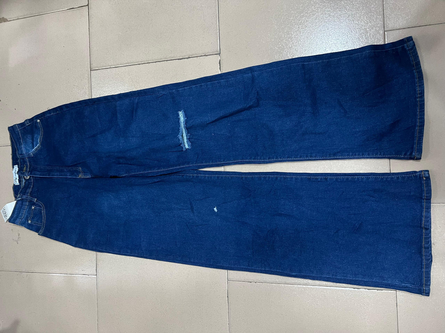 Plain blue boyfriend hean slightly ripped B7278#