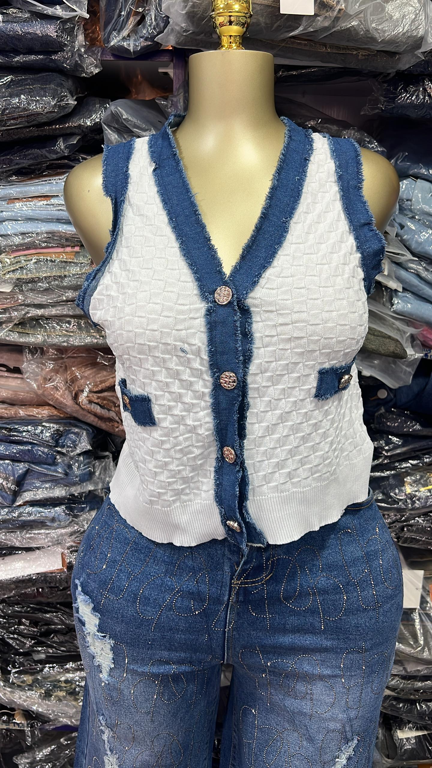 Denim sleeveless tops size6-14