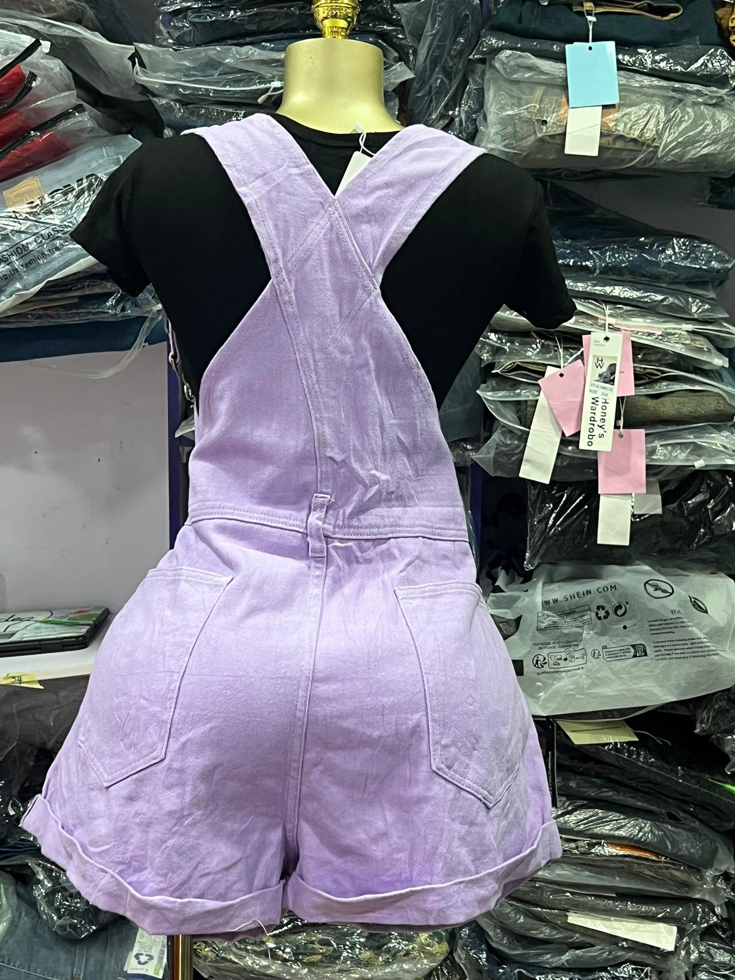 Short purple Dungarees