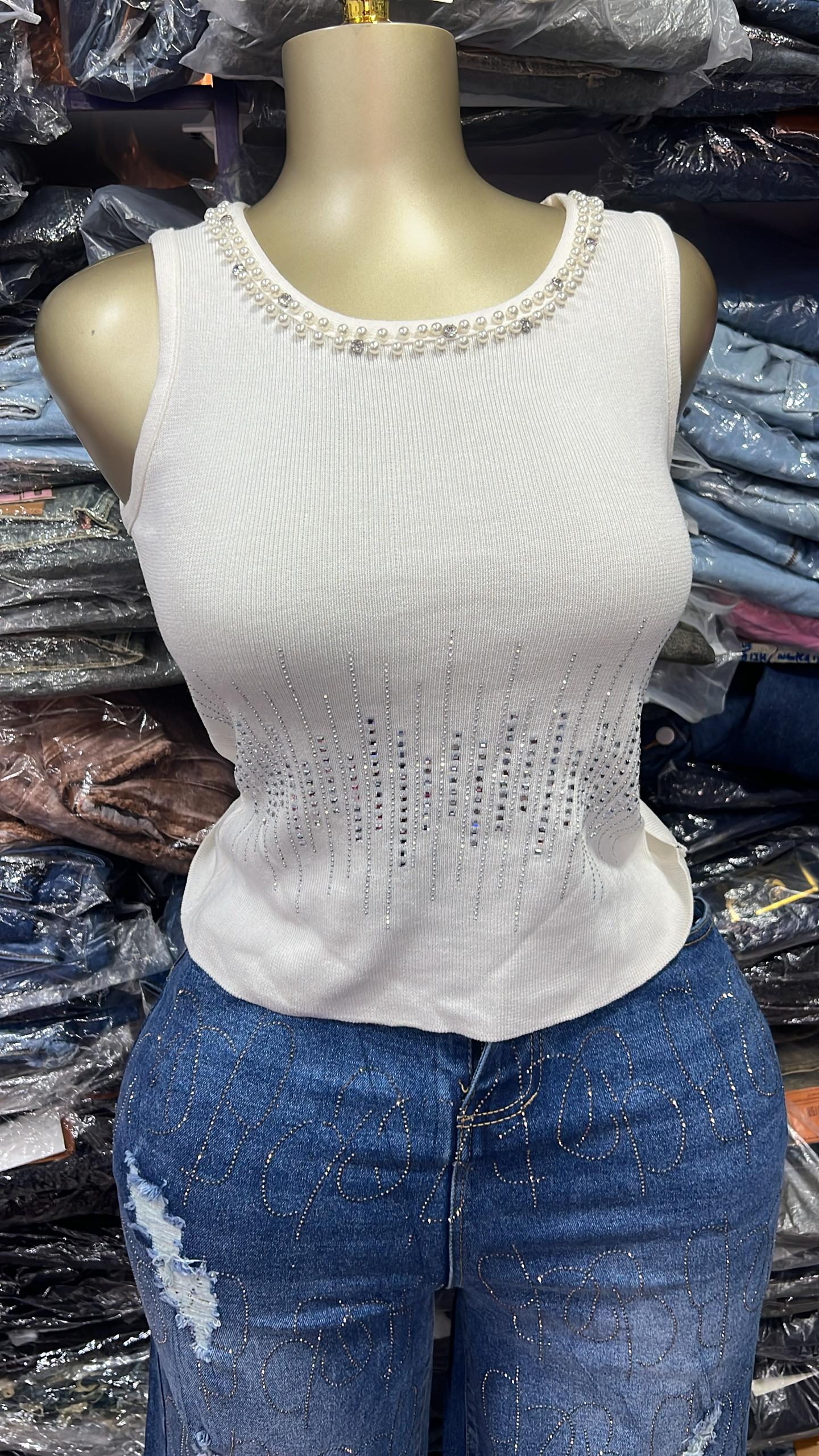 Sleeveless tops with stones and beads size6-16