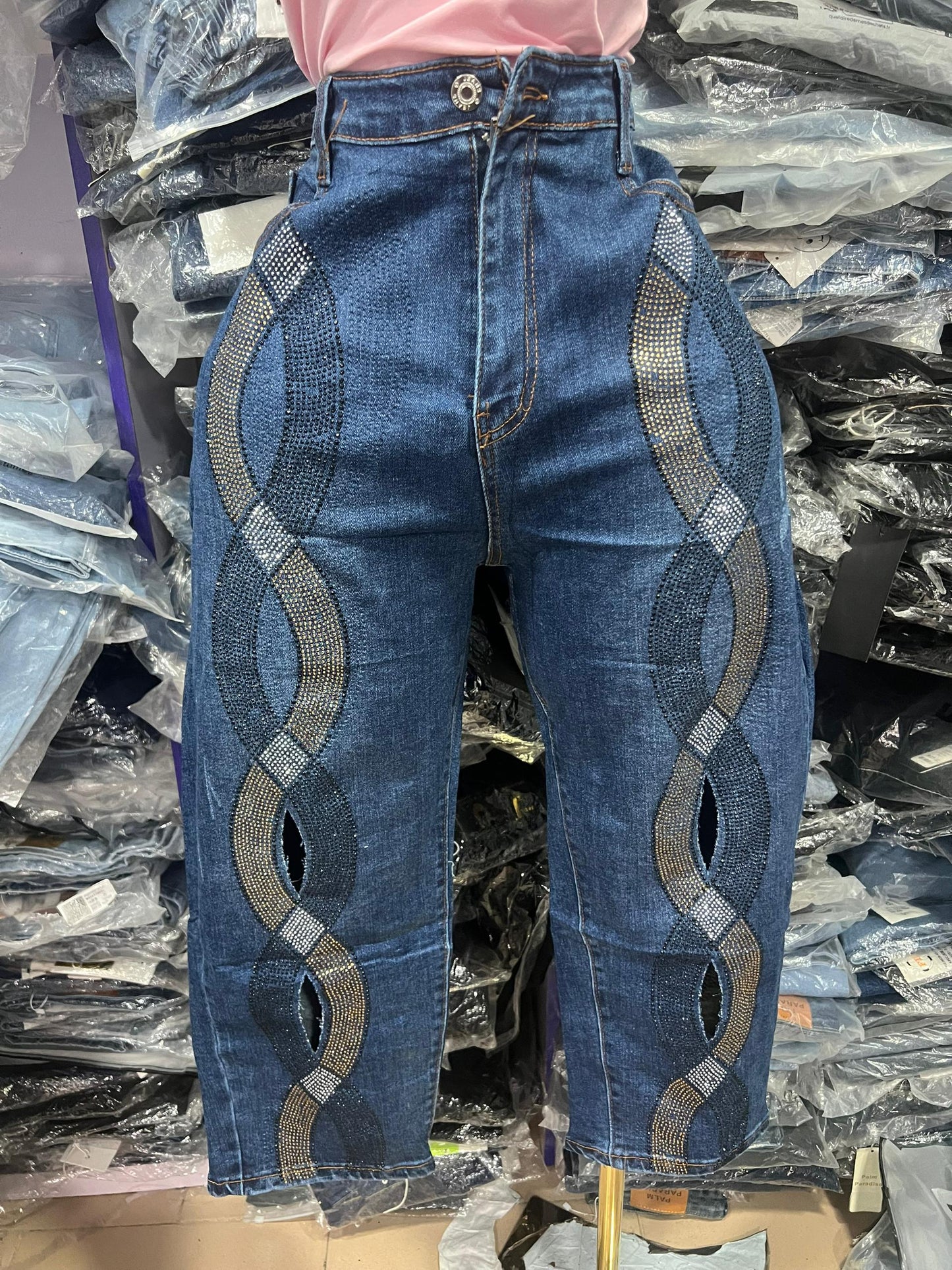 Popular singer three quarter jeans CO399#