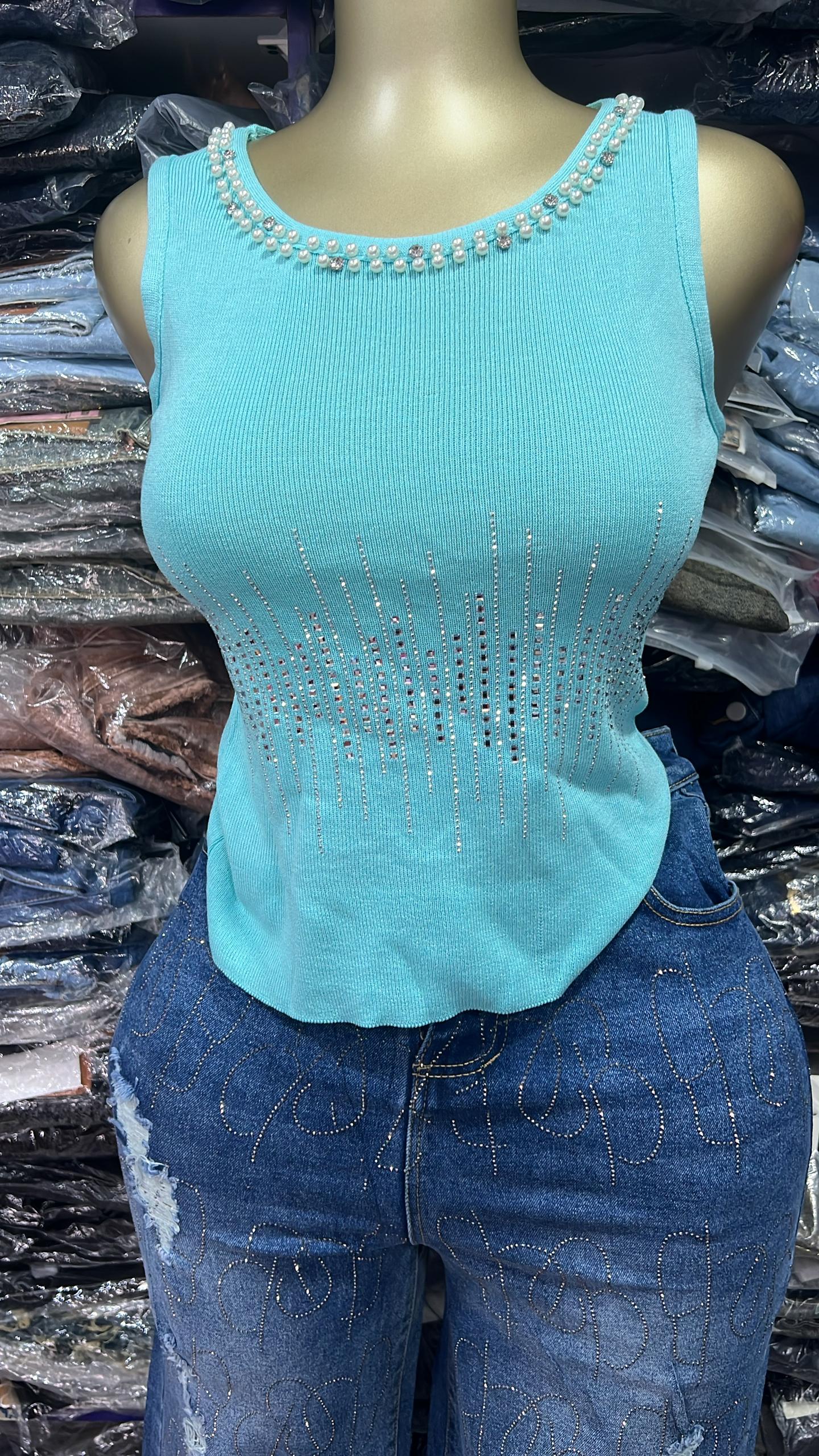 Sleeveless tops with stones and beads size6-16