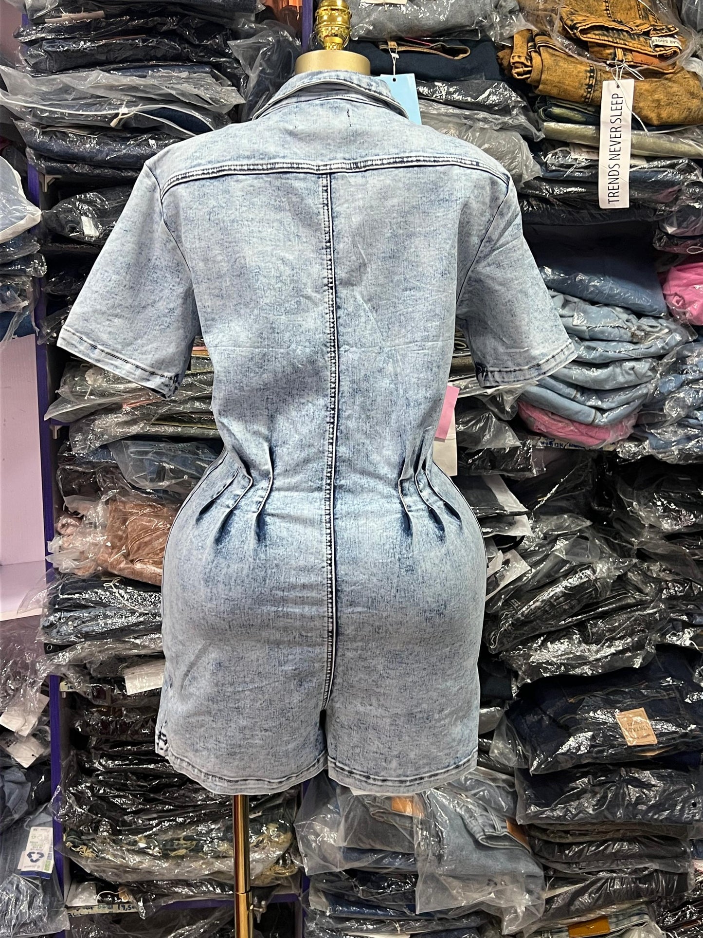 Short light blue Romper LXK1099