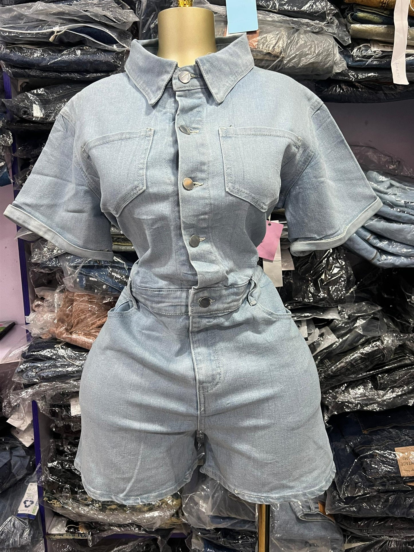 Light blue Denim Romper 5003UZO
