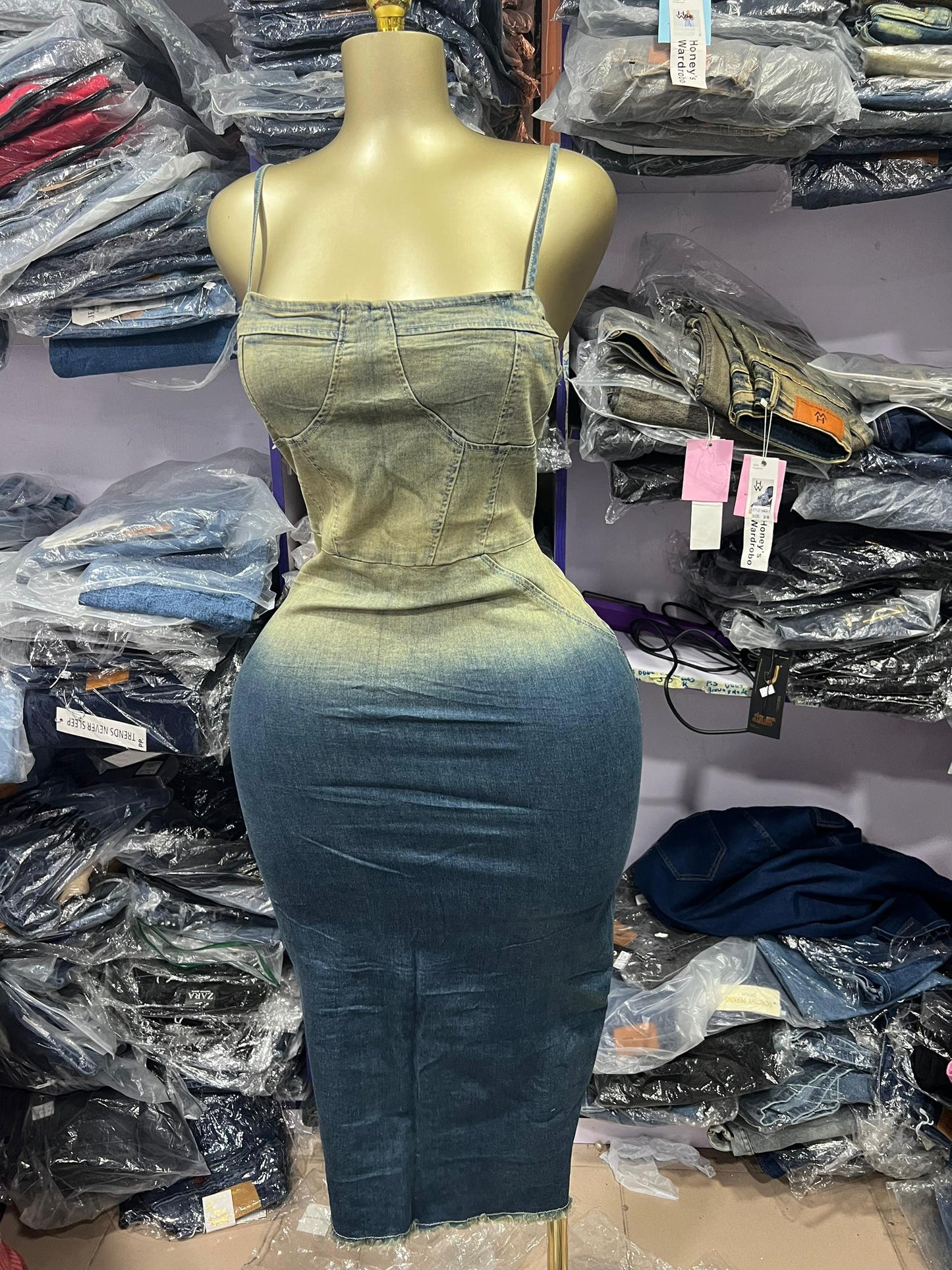 2 toned jean gown D5-0681