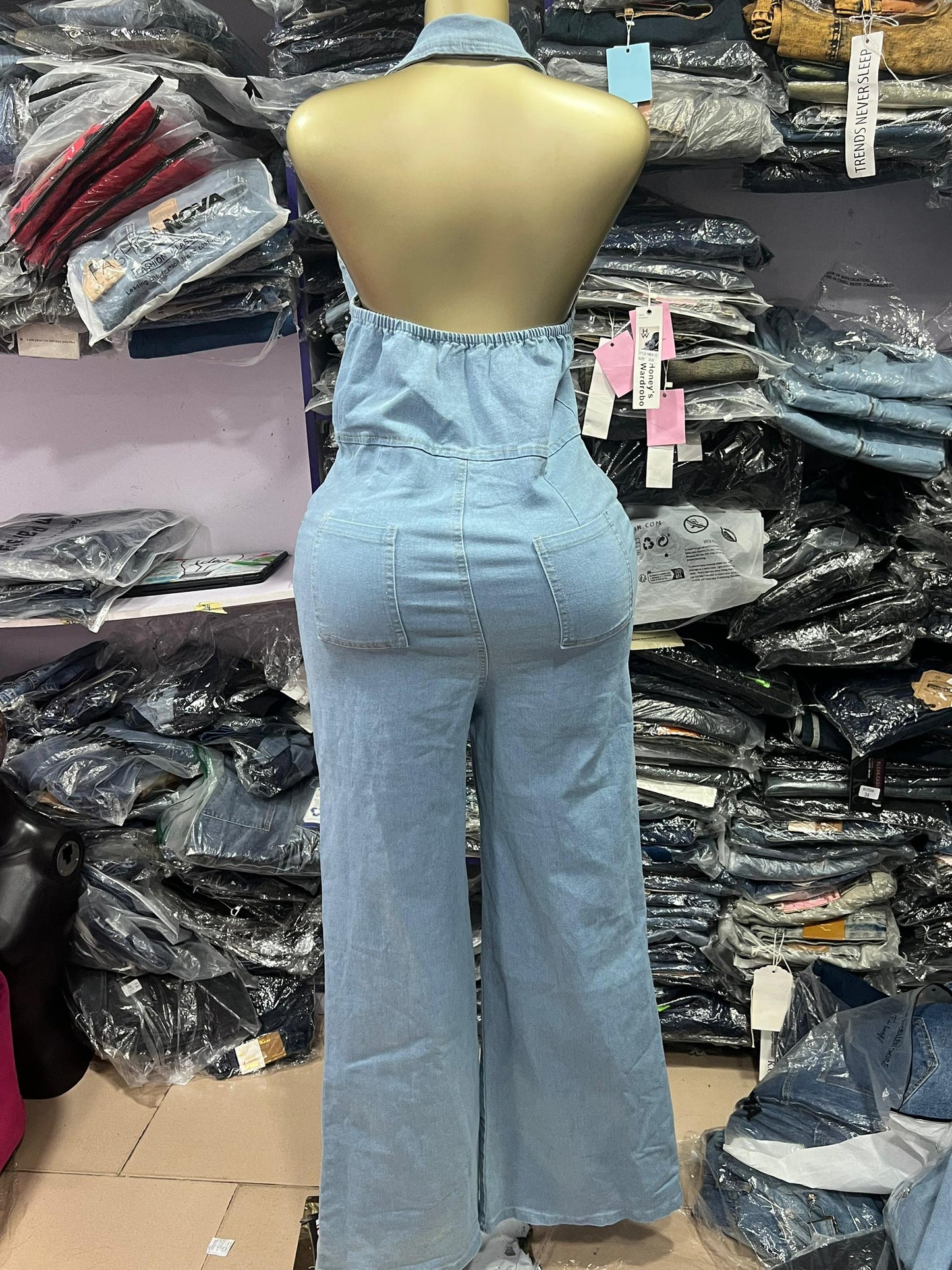 Alter neck light blue palazzo jumpsuit
