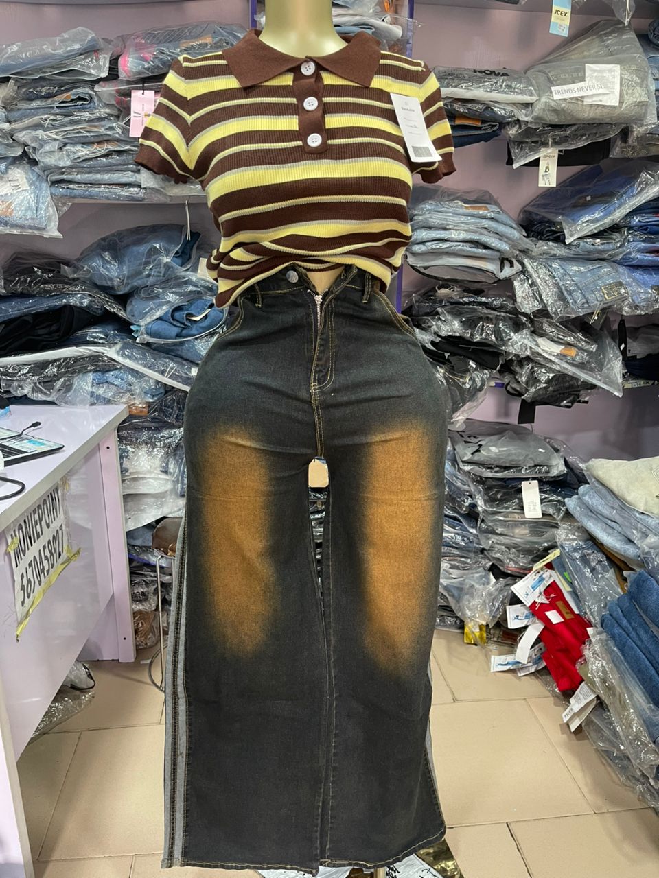 Clean casual boyfriend jeans 8173A#