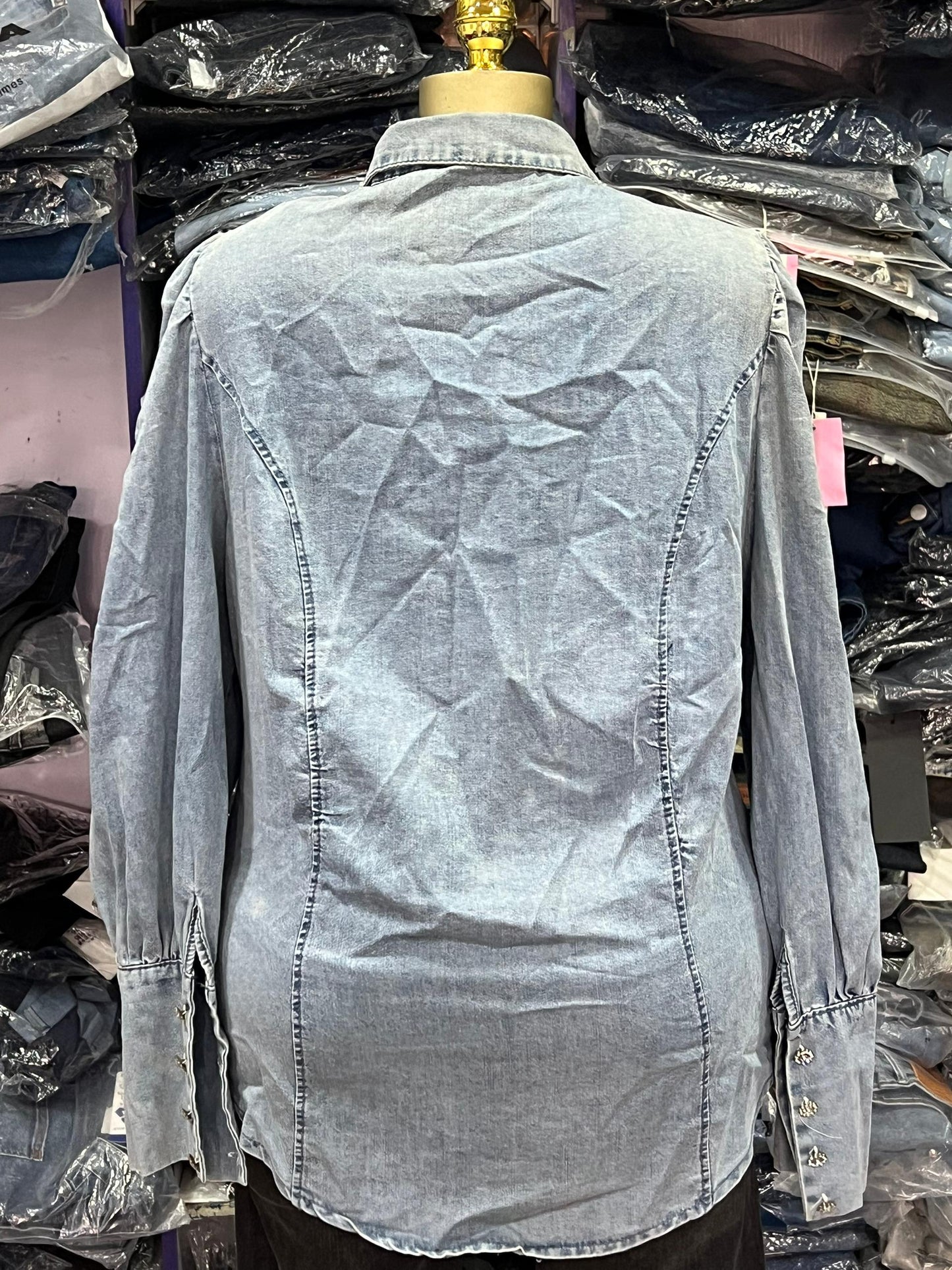 Colored collar stoned Long-sleeved jacket