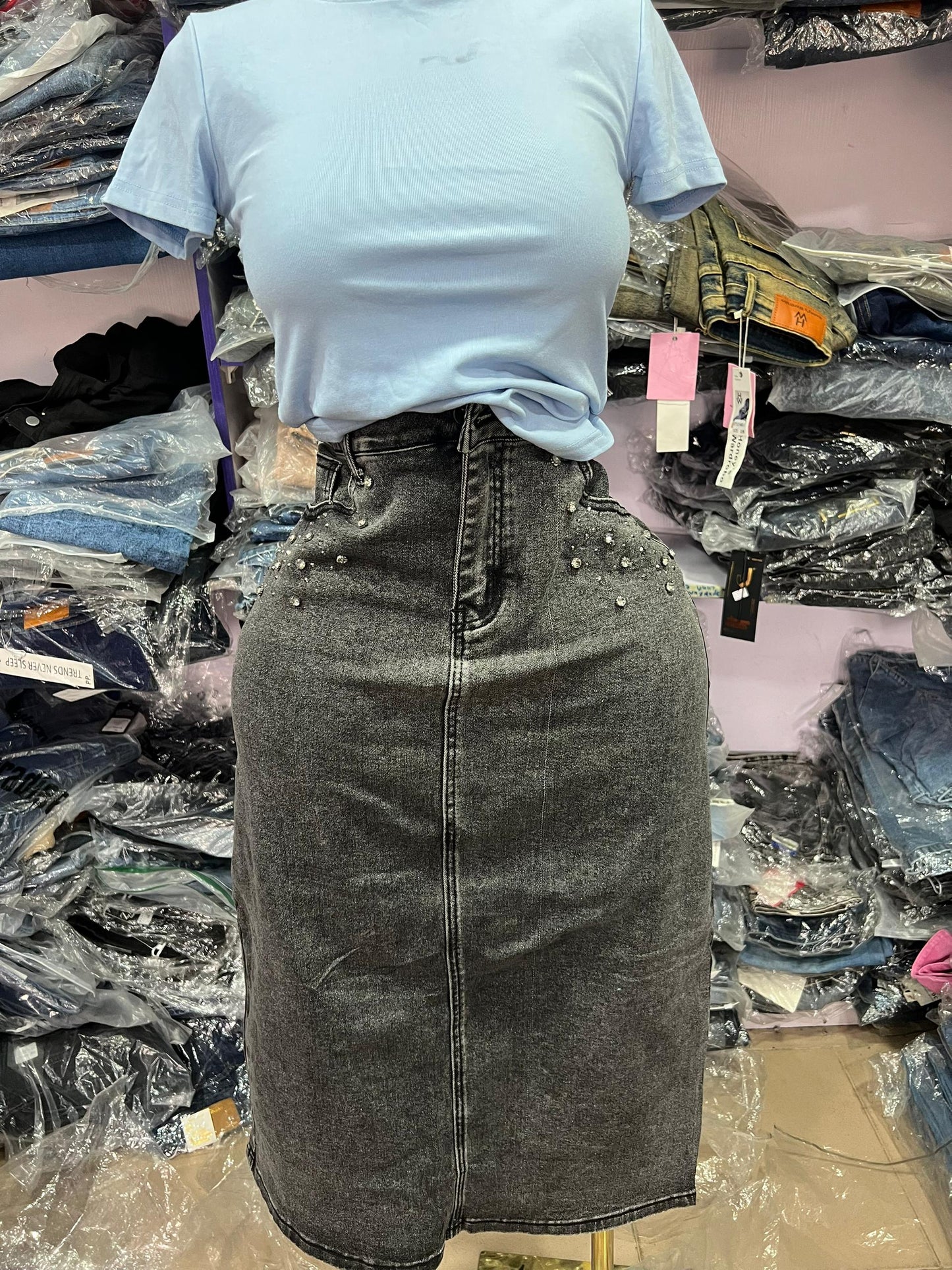 Denim Midi skirt