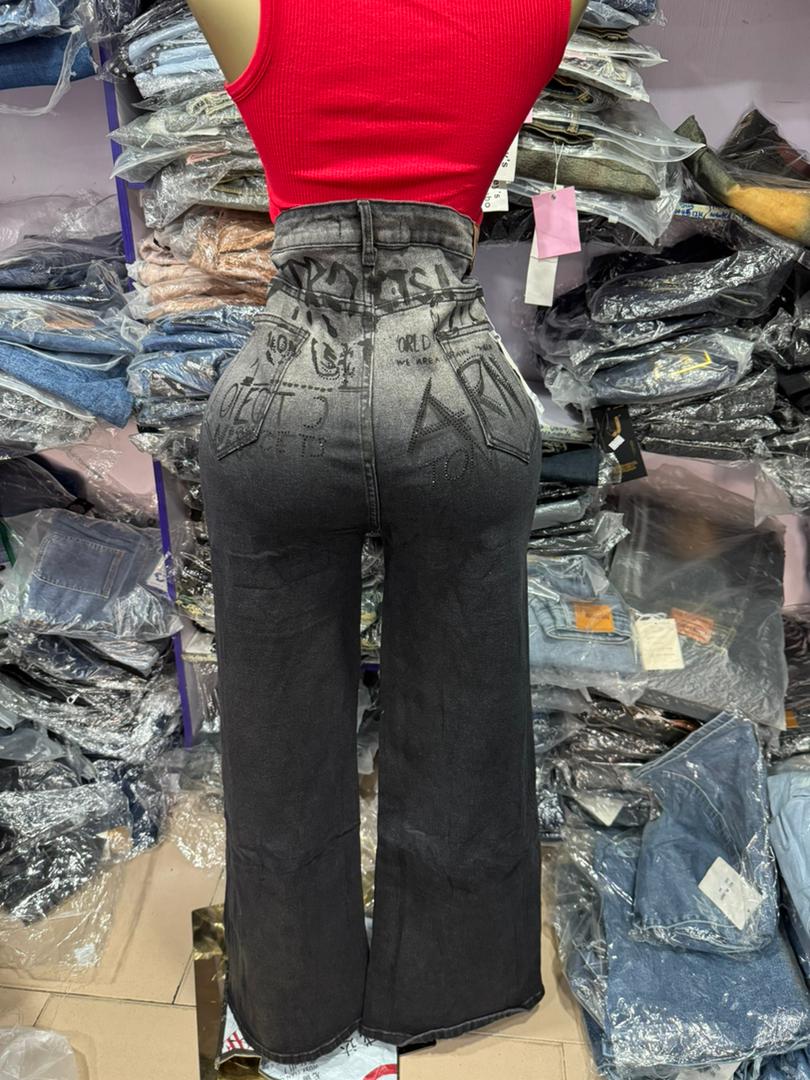 2 toned black boyfriend jean with design PFE5106ud547
