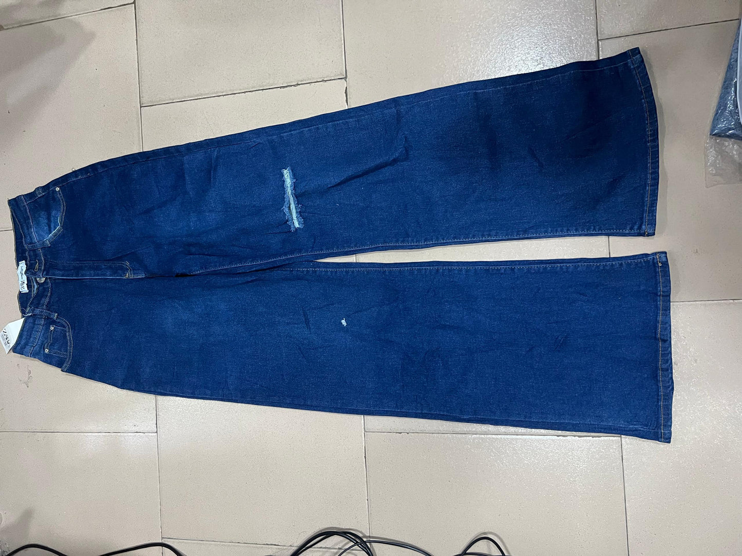 Plain blue boyfriend hean slightly ripped B7278#