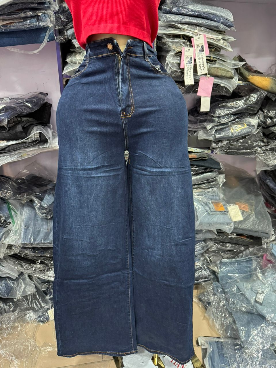 Plain blue vintage boyfriend jean 8658