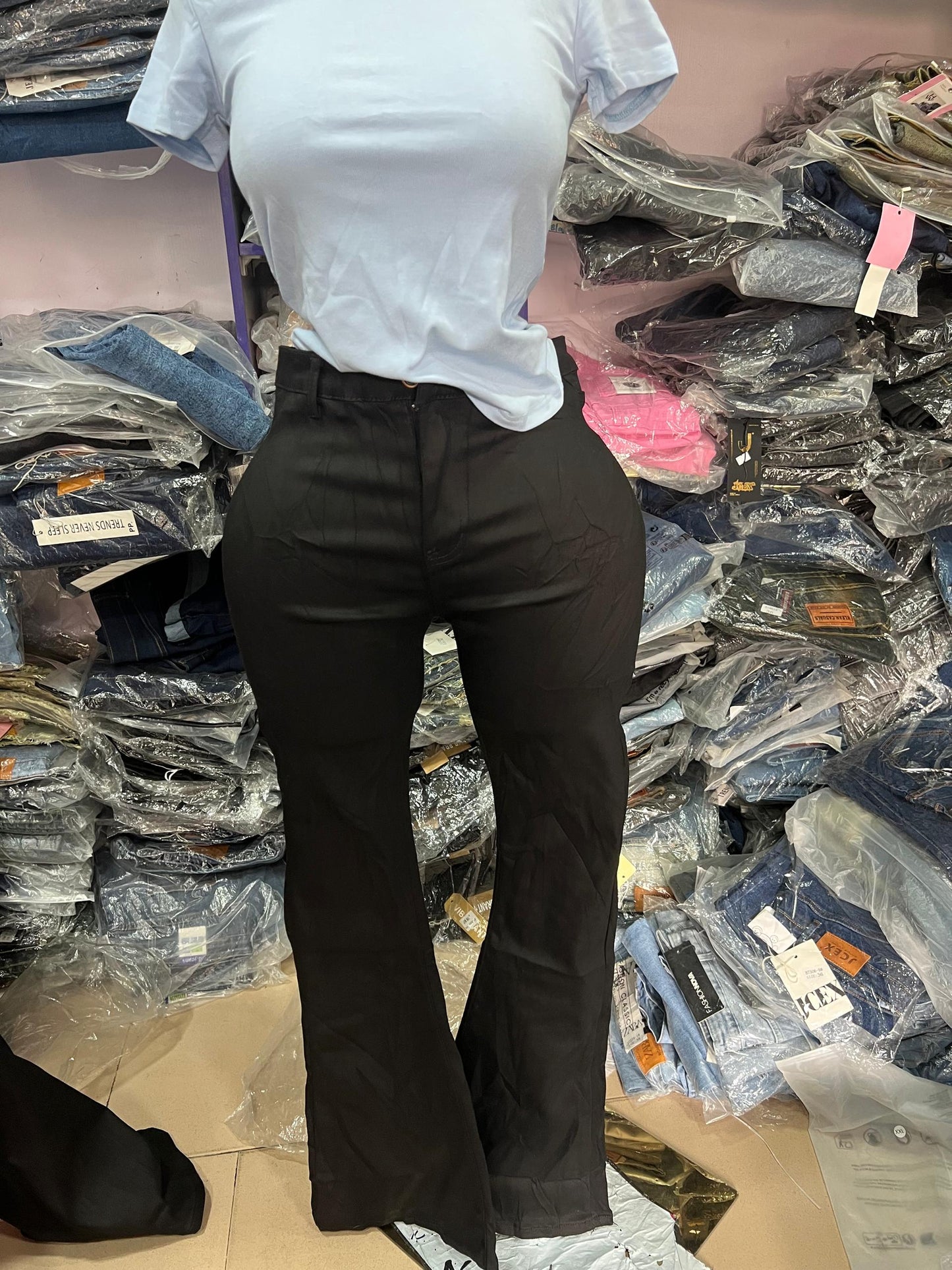 Black bootcut stretchy jean 311-8#