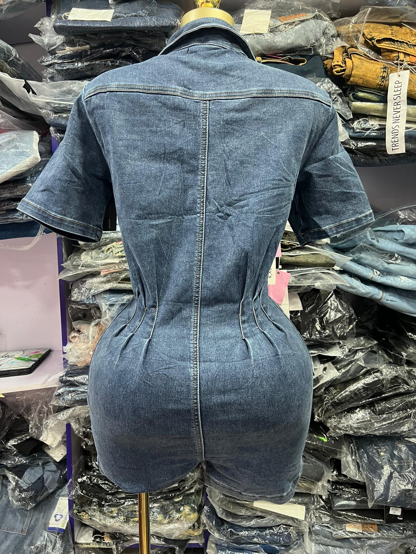 Dark blue denim Romper