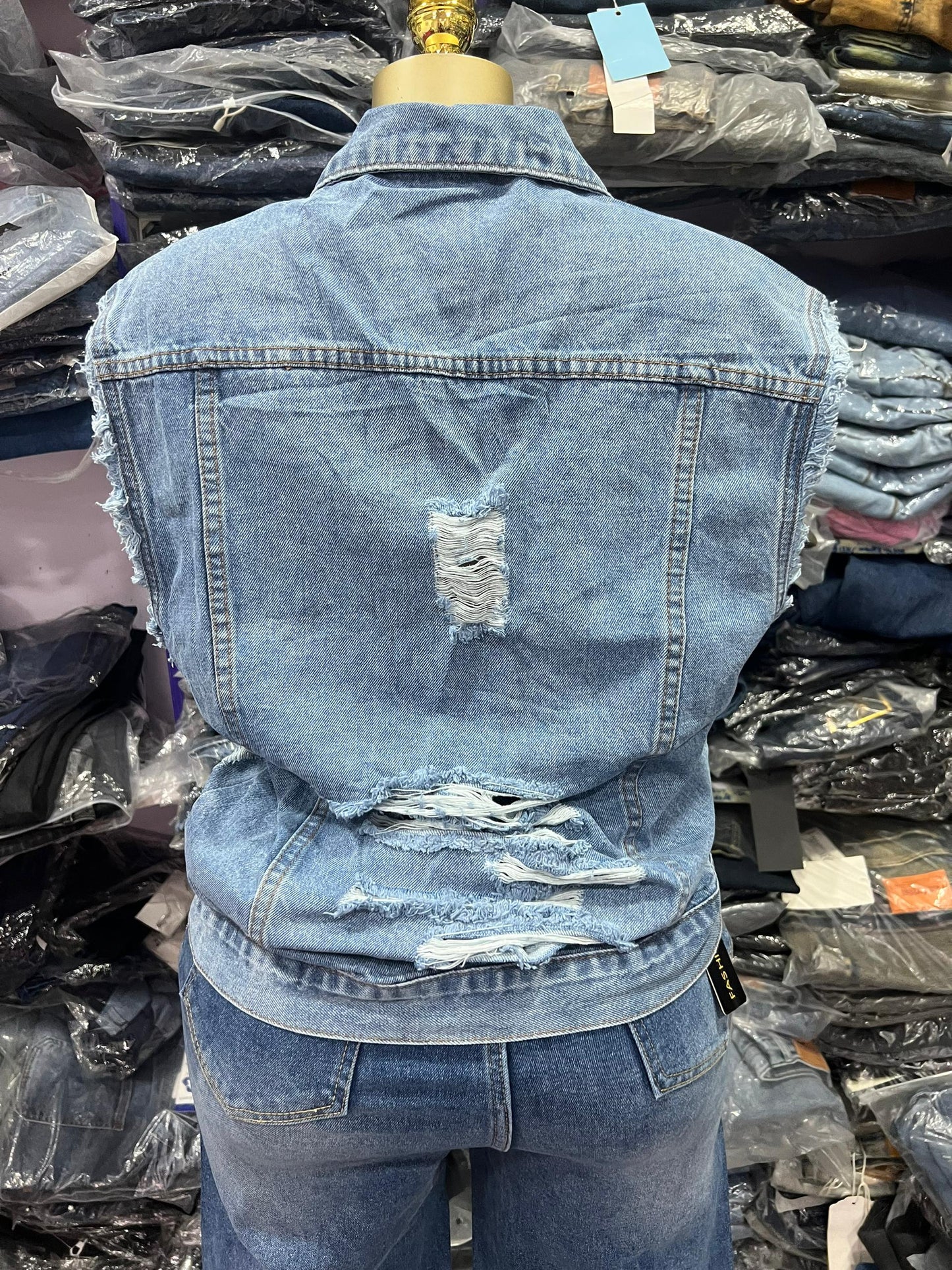 Crazy sleeveless denim jacket size6-10