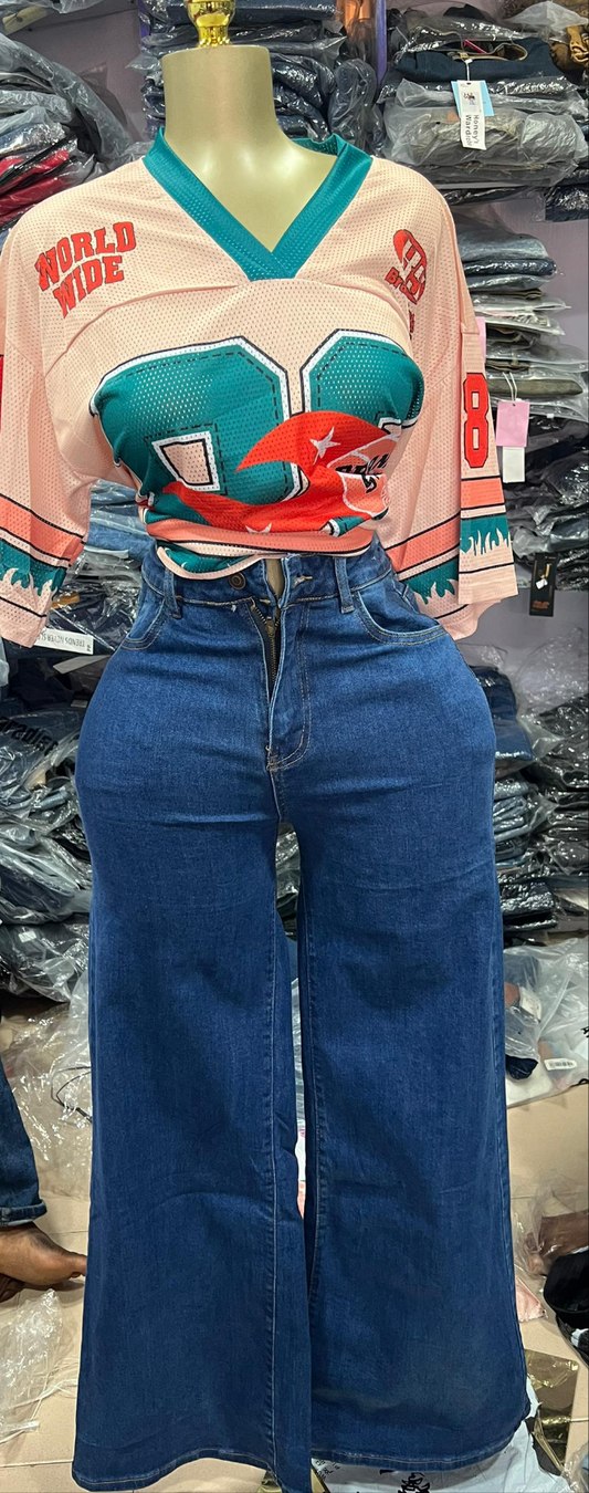 Plain blue bootcut jean VNT001