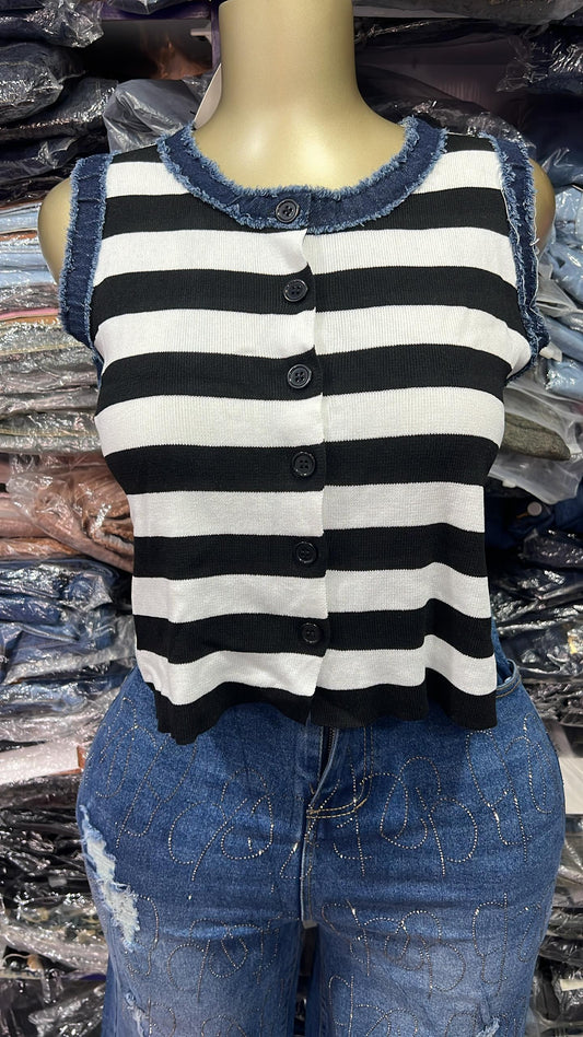 Denim stripped top size6-16