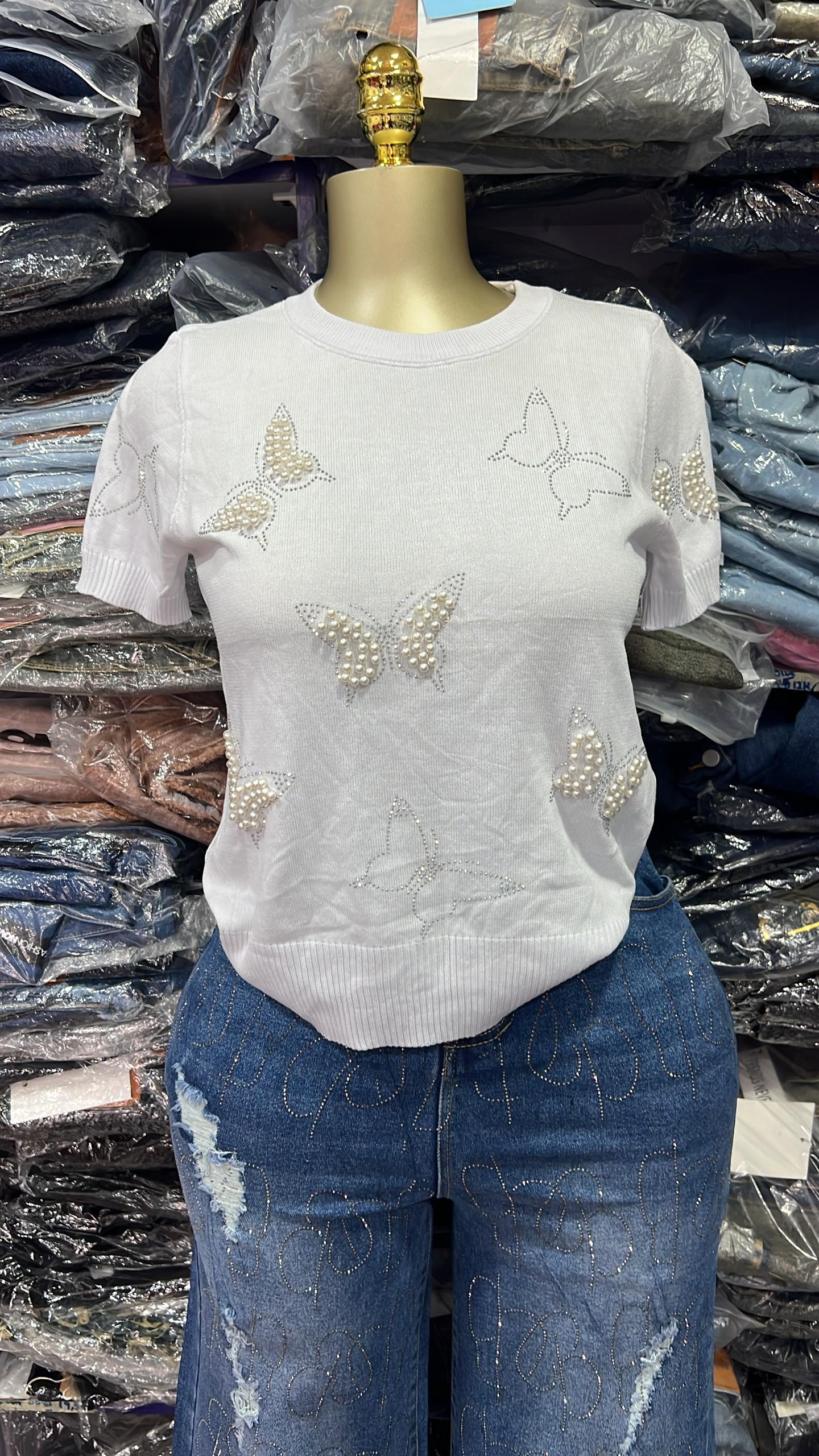 Pearl butterfly design top size6-16