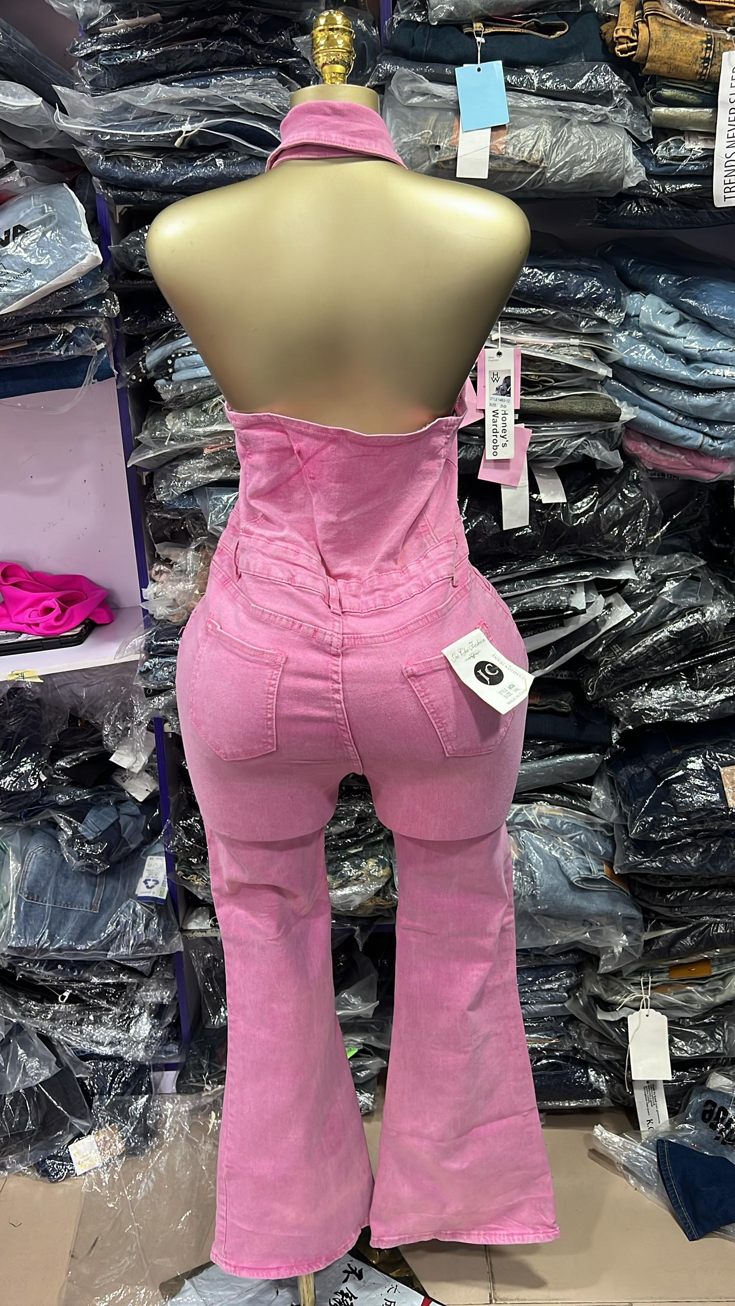 Pink alter neck jumpsuit 6026