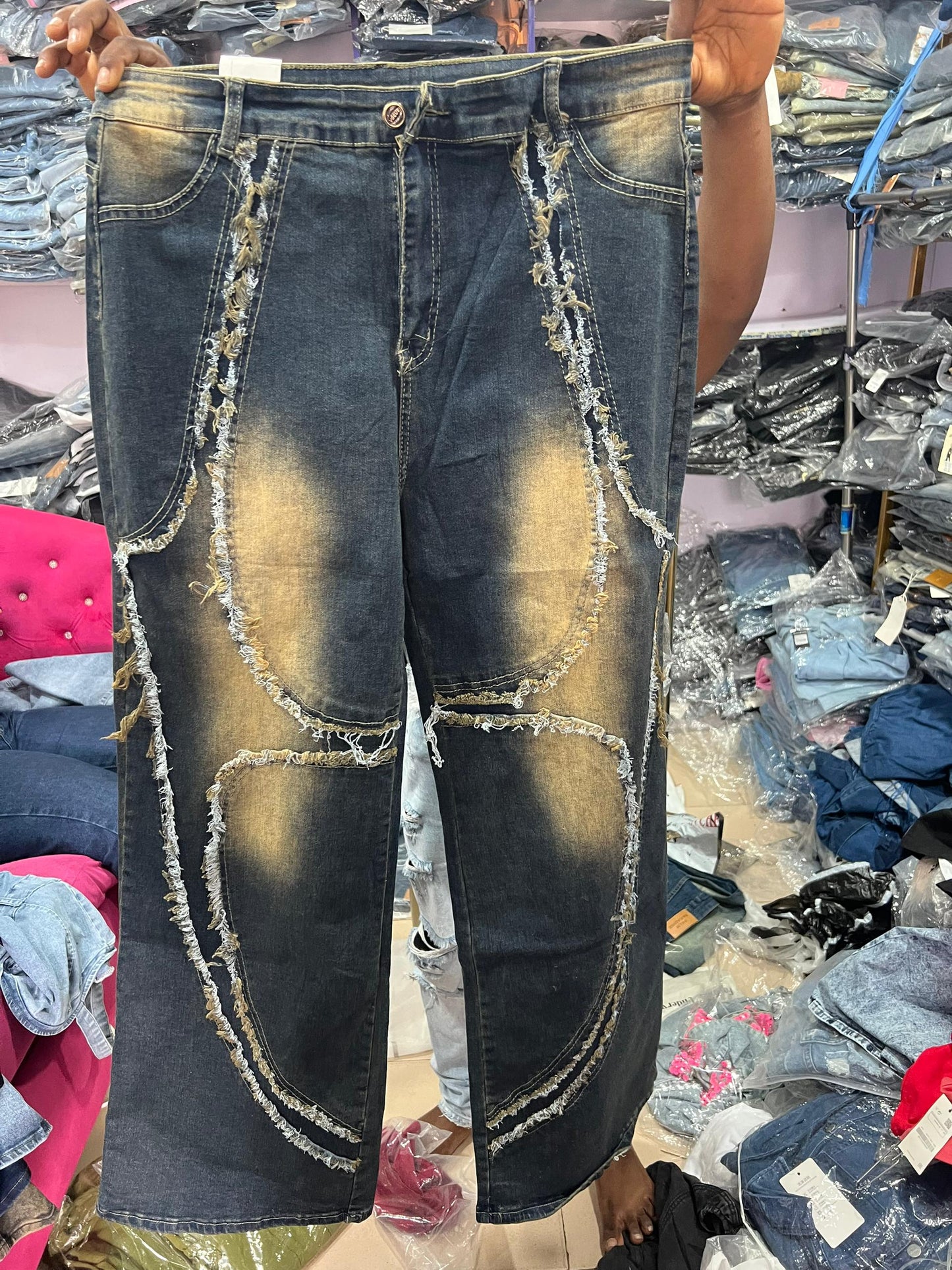 2 toned design boyfriend jean A3715
