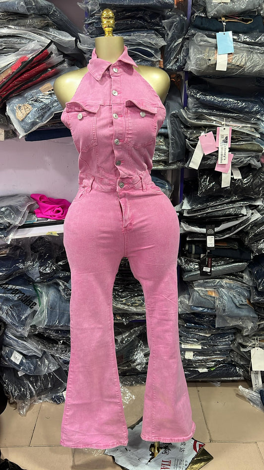 Pink alter neck jumpsuit 6026