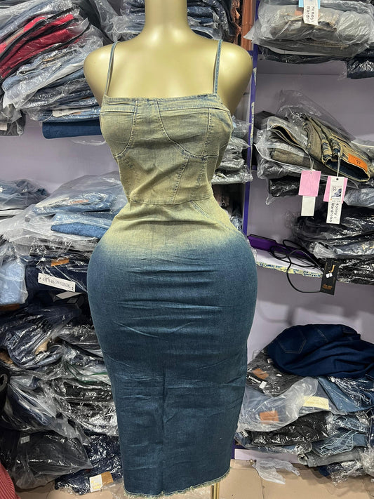 2 toned jean gown D5-0681