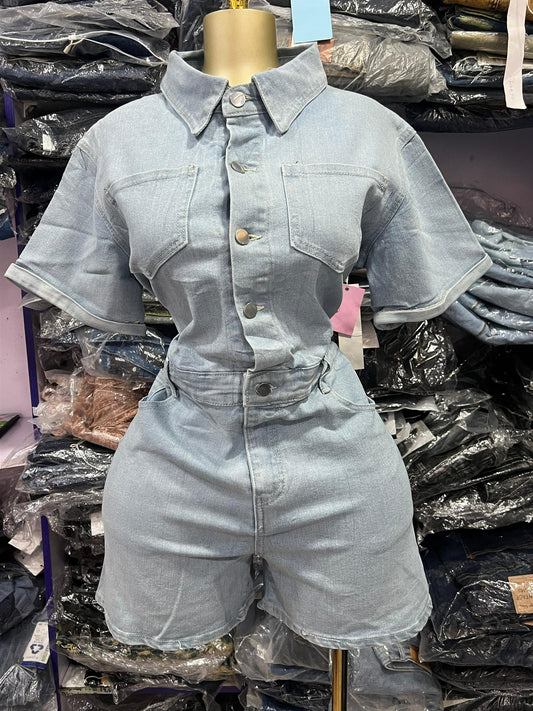 Light blue Denim Romper 5003UZO