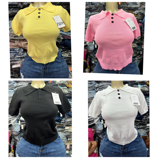 Collar top with button E69 size6-16