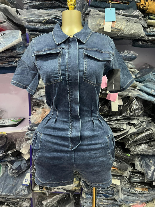 Dark blue denim Romper
