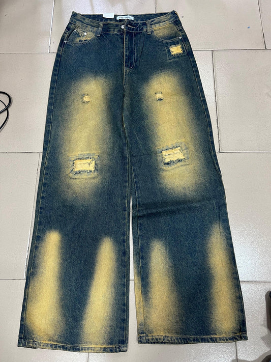 Zara 2 toned slight ripped boyfriend jean J1339#