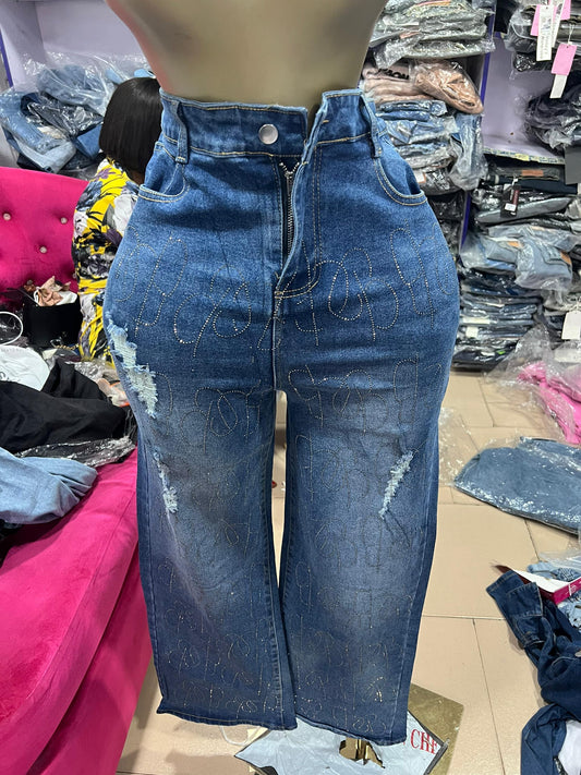 Stoned ripped boyfriend jean light blue 330