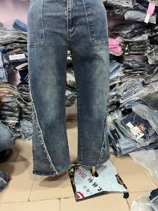Side design boyfriend jean B6501-5#
