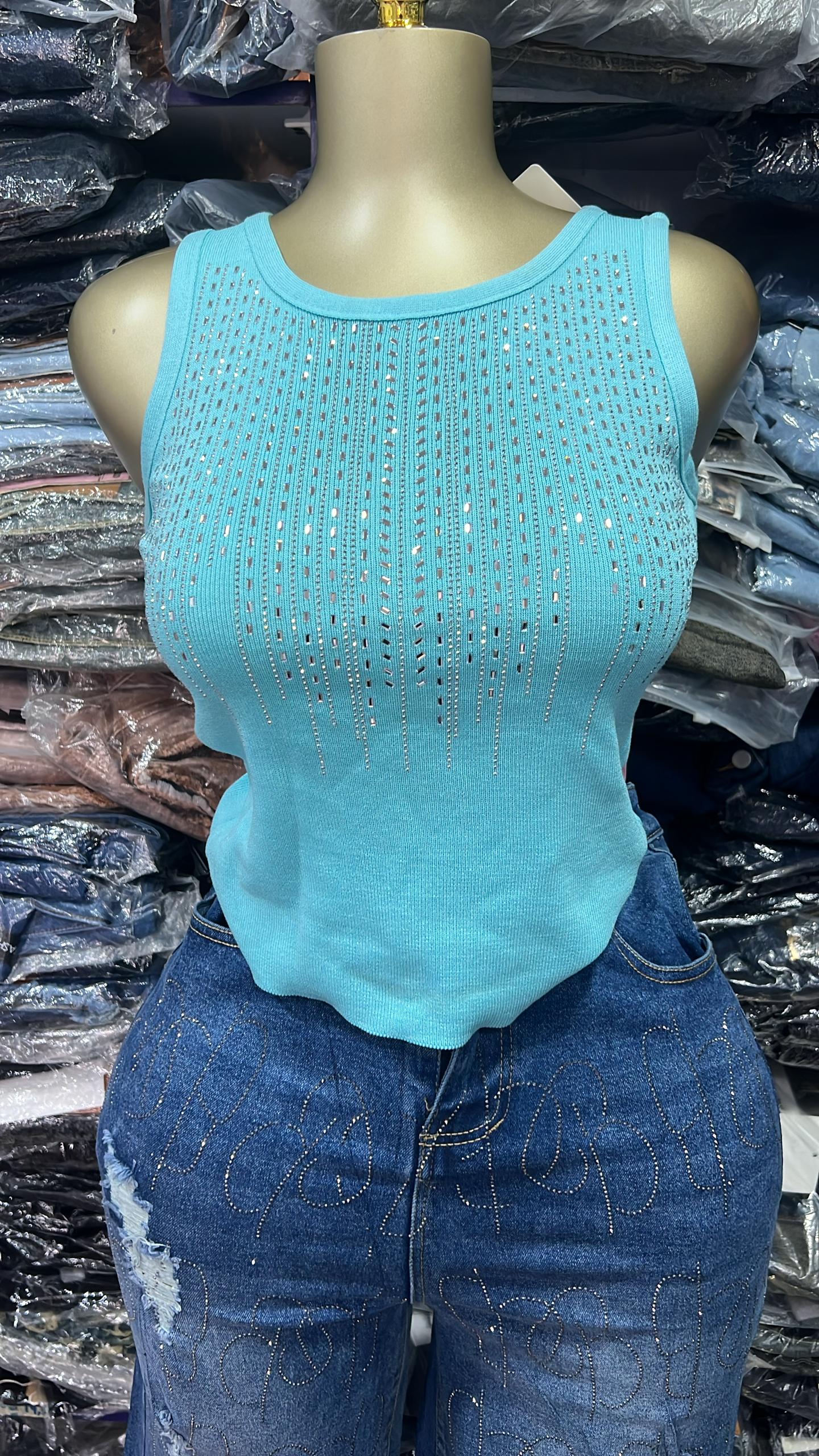 Sleeveless tops with stones and beads size6-16