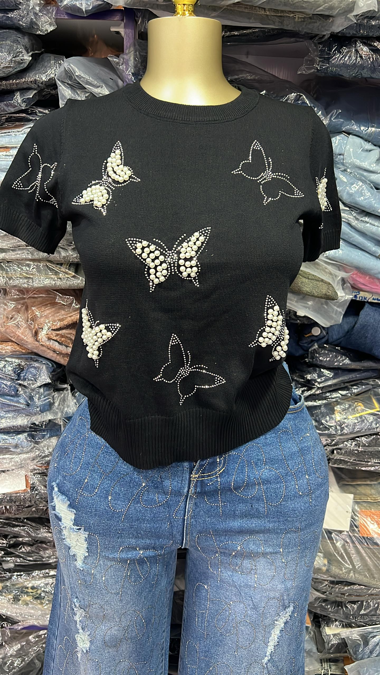 Pearl butterfly design top size6-16