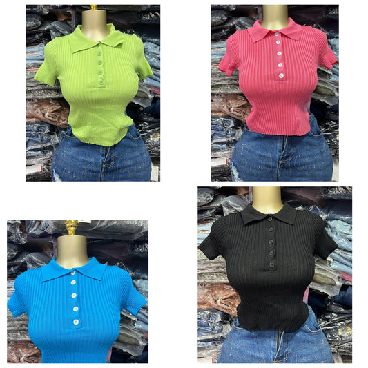 Button collar stretchy top size6-16