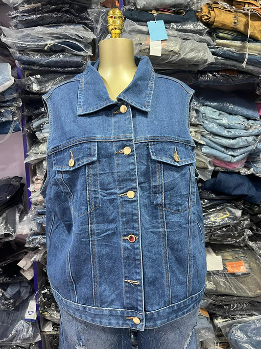 Sleeveless jean jacket size12-16