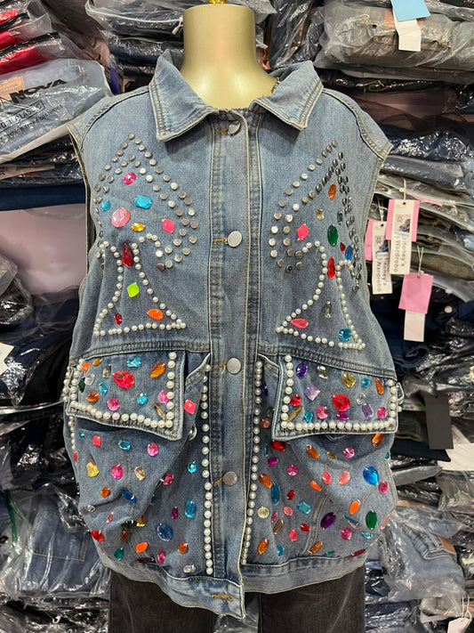 Stone sleeveless jacket