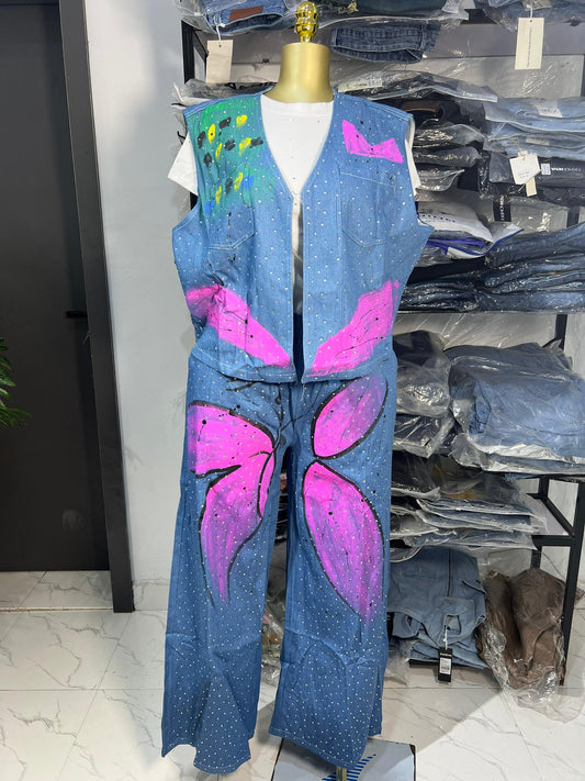 2 piece with butterfly design 808