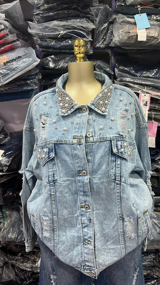 Ripped denim stone shirt