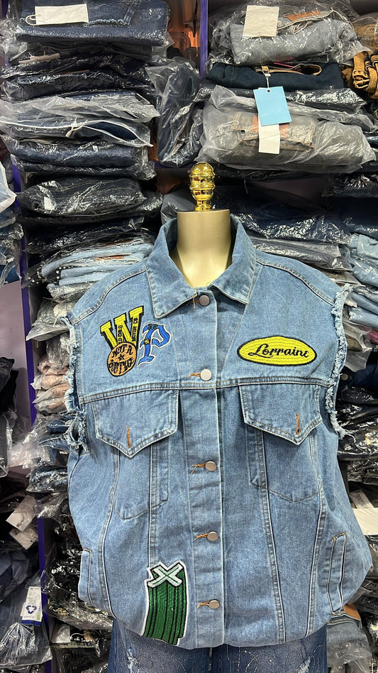 Sleeveless jean jacket size6-14