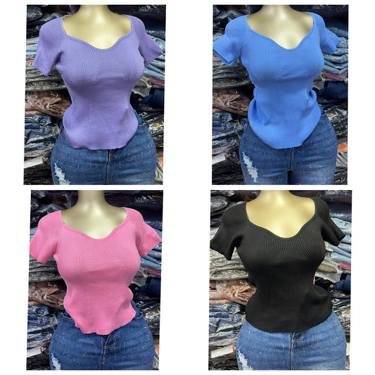 Thick v-neck top TP014 size 6-14