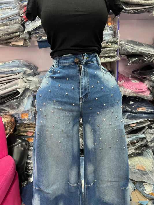 Beaded 2toned jean 8411-L#