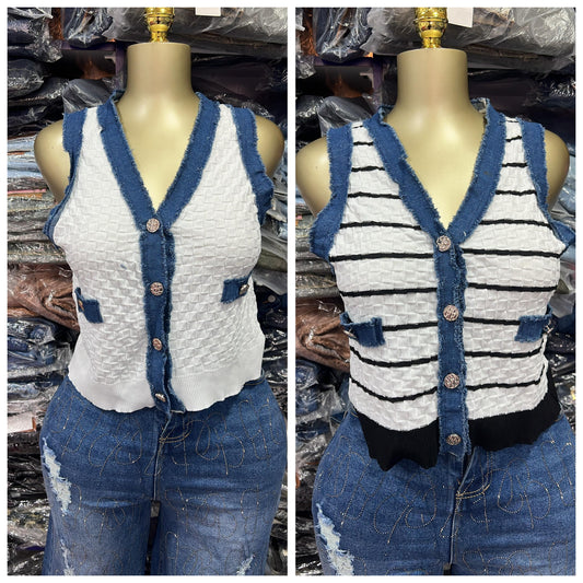 Denim sleeveless tops size6-14