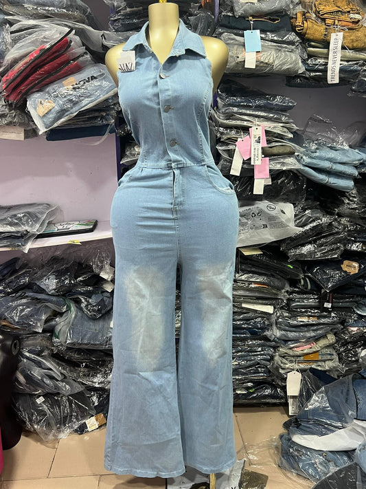 Alter neck light blue palazzo jumpsuit
