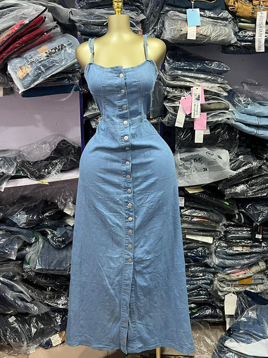 Denim button gown