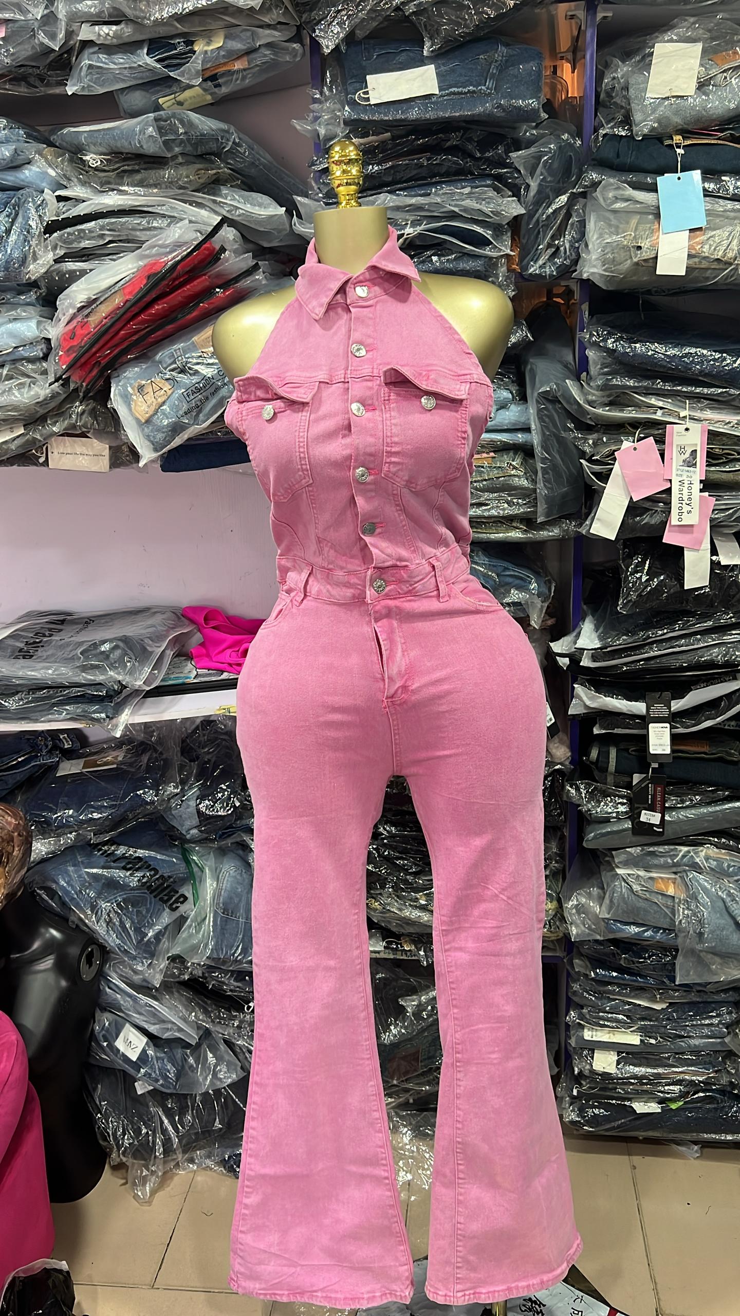Pink alter neck jumpsuit 6026