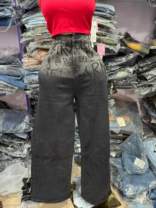 2 toned black boyfriend jean with design PFE5106ud547